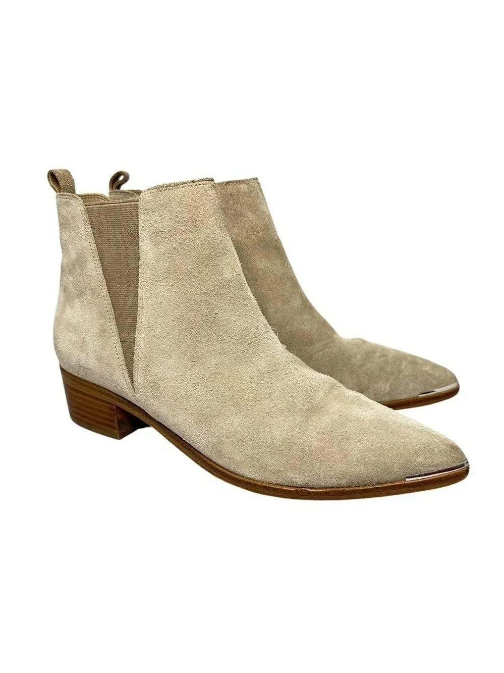 Marc Fisher Beige Yale Pointy‎ Toe Chelsea Suede Leather Women’s Bootie Size 8M